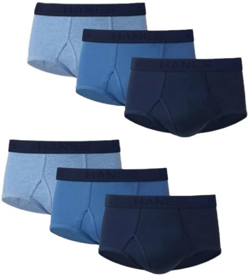 Hanes Ultimate Men's 6-Pack Classics Full-Cut Brief, Blue Assorted, Medium