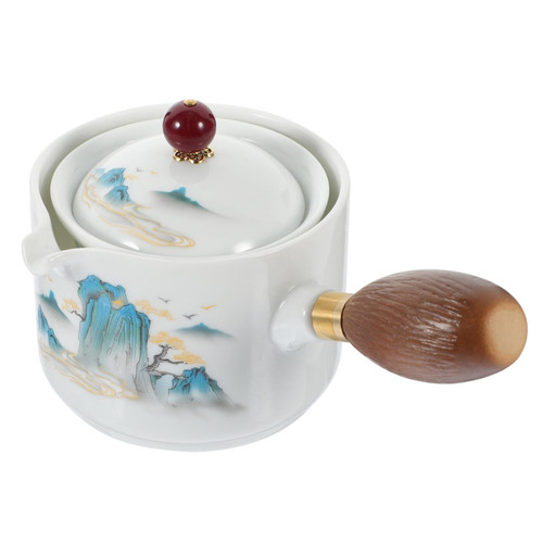 ABOOFAN Rotating Side Handle Teapot Rotatory Teapot Tea Heating Kettles Tea Making Pot Boiling Teapot Retro Tea Kettle Gongfu Tea Kettle Tea Pot Straight Tea Maker Ceramic Travel