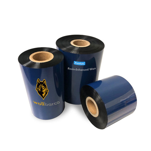 3 Rolls Wolfbarco 4.33" x 1476' (110m x 450m) Black Premium Resin-Enhanced Wax Thermal Transfer Ribbon Compatible with Zebra,TEC, INTERMEC,Citizen,TSC,GODEX,ARGOX Printers