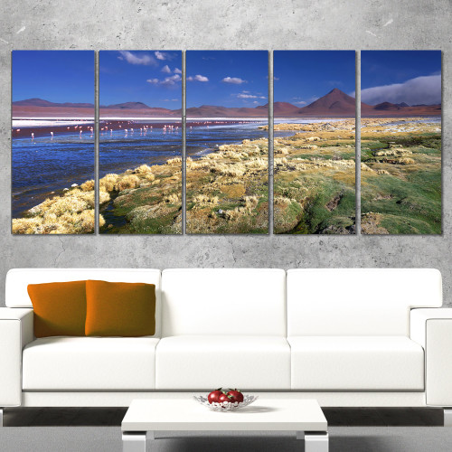 Designart Colorada Lagoon and Pabellon Volcano-Oversized Beach Canvas Artwork-60x28 5 Piece-PT10993-401, 60" x 28" Designart Colorada Lagoon and Pabellon Volcano-Oversized Beach Canvas Artwork-60x28 5 Piece-PT10993-401, 60" x 28"