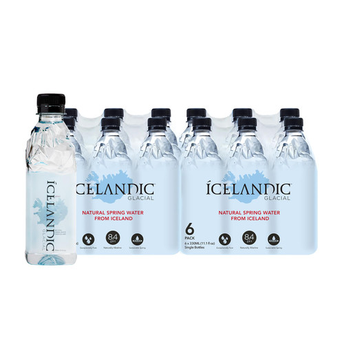 Icelandic Glacial Natural Spring Water, Unflavored, 330 ml (24 Count)