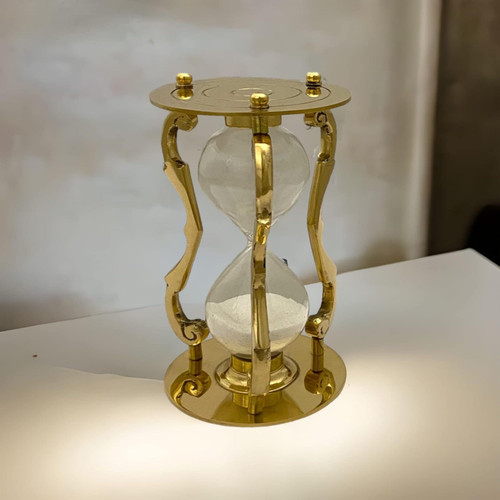 Brass Sand Timer Antique Desk Clock Tabletop Gift Maritime Nautical Gift 5 Minute Sand Timer