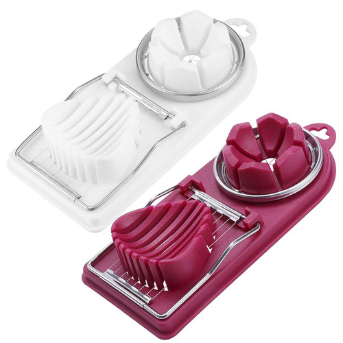 2 Pcs 2-in-1 Egg Slicer, Egg Slicer for Boiled Eggs, Multifunctional Separates Boiled Egg Cutter for Egg Vegetable and Fruit Slicer Tool Salad Slicer (Red and White) 2 Pcs 2-in-1 Egg Slicer, Egg Slicer for Boiled Eggs, Multifunctional Separates Boiled Egg Cutter for Egg Vegetable and Fruit Slicer Tool Salad Slicer (Red and White)