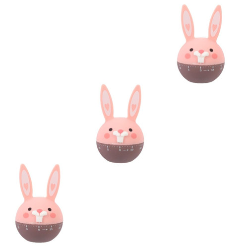 HEMOTON 3pcs Kitchen Timer Cartoon Mechanical Timer Visual Timer for Kids Toothbrush Timer Cooking Timer Kitchen Baking Timer Chef Timer Cartoon Kitchen Egg Bunny to Rotate Abs Animal