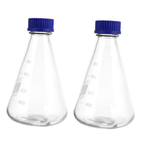 DOITOOL 2pcs Triangular Flask Glass Beaker Graduated Flasks for Experiment Scientific Flask Experiment Flasks Scientific Erlenmeyer Flask Glass Conical Flasks Conical Beaker Scale Reagent