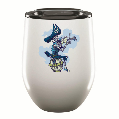Skeleton Pirate Musician Gift Violin Playing Music for Music Lovers 12oz Wine Tumbler Cup