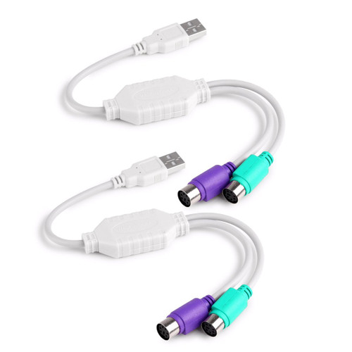 TraderPlus 2-Pack USB to Dual PS2 Mouse Keyboard Converter Adapter Cable