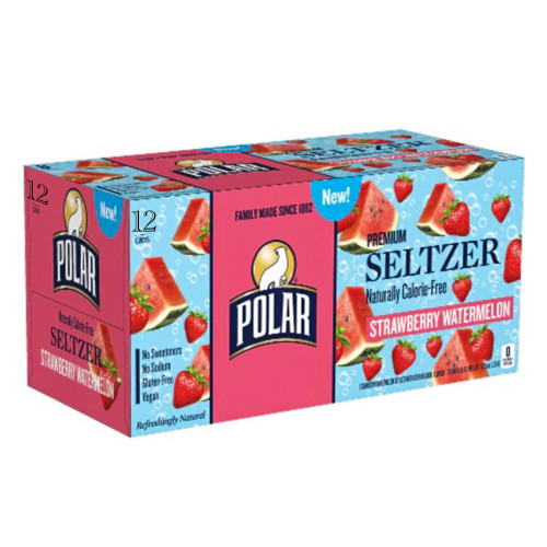 Polar Premium Seltzer Sparkling Water Strawberry Watermelon 12 fl oz 12 Pack by Qualitatt