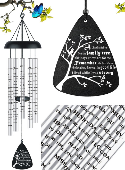 Cardinal Memorial Sympathy Wind Chimes for Loss of Loved One, Bereavement Sympathy Memorial Gifts for Loss of Mother Mom Father Dad Windchimes in Memory of A Loved One, A Limb Has Fallen Family Tree