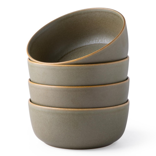 AmorArc Stoneware Cereal Bowls Set of 4, 26oz Soup Bowls Set for Cereal Soup Snacks, Modern Kitchen bowls for Meal, Dishwasher &Microwave Safe,Stoneware Green