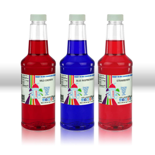 SNOWIE - Premium Shaved Ice Snow Cone Syrup Ready To Use 3 pack (Berrylicious Pack)