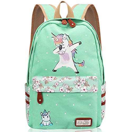 Teen Girls' Canvas School Bag Travel Unicorn Backpack College Bookbag Shoulder Casual Daypack for Boys Laptop Bag (Blue Sky)