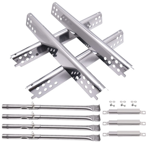 Grill Replacement Parts for Charbroil Advantage Series 4 Burner 463344015, 463343015, 463433016 Gas Grills, Stainless Pipe Burner, Heat Plate Tent Shield, Adjustable Carryover Tube
