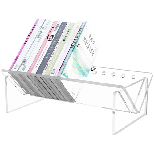 RekRang Acrylic Desk Bookshelf,Small Desktop Bookcases Clear Book Shelf Organizer for Home Office School,Book Stand Display Rack for CDs Magazines Books