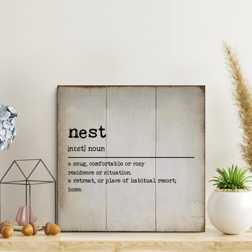 LITTLEGROVE SEEDS Nest Definition Wood Sign Nest Definition Typography Wood Plaque Motivational Wall Art Rustic Wall Decorations for Living Room Kitchen Home Decor Signs Wall Hanging Sign 16x16in LITTLEGROVE SEEDS Nest Definition Wood Sign Nest Definition Typography Wood Plaque Motivational Wall Art Rustic Wall Decorations for Living Room Kitchen Home Decor Signs Wall Hanging Sign 16x16in