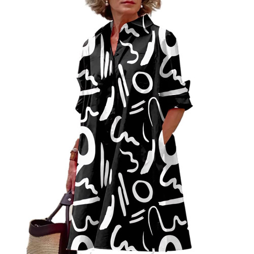 Maxi Dress for Women Long Sleeve White Shirt Dress Cotton Linen Button Down Shirts V Neck White Dress with Pockets Women Plus Size Linen Dress Polo Women Shirts Dress
