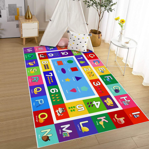 Sejiarep ABC Kids Play Rug - 3 x 5 ft Number Alphabet Shape Fruit Learning Educational Area Rug - Large Non-Slip Kids Room Play Mat (Rectangle Alphabet, 3x5 ft)