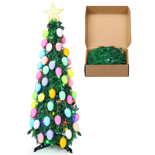 Liliful 3 ft Prelit Easter Egg Tree with Lights Artificial Pop up LED Easter Egg Tree Easter Decorations for Home Tables Easter Centerpieces Indoor Spring Summer Decoration