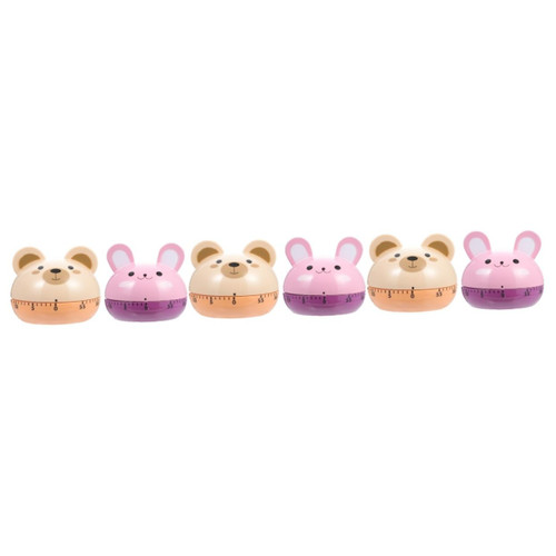 BESTOYARD 6 Pcs Cartoon Timer Multitools Egg Timer for Kids Time Management Mechanical Kitchen Reminder Kitchen Timer Loud Countdown Cooking Timer Workout Timer Child Animal Alarm Abs