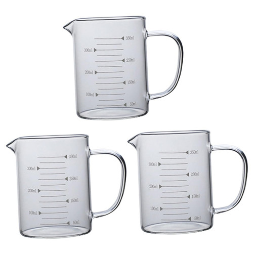 HOMSFOU 3pcs Glass Mug with Lid Clear Tumblers Pitcher with Lid Measuring Cups Glass Scale Cup Cake Containers with Lids Portable Measuring Cup High Borosilicate Glass Measuring Cup
