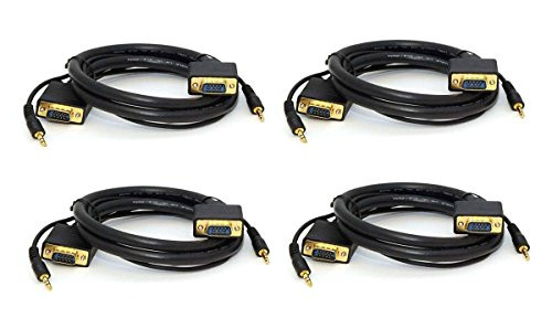 C&E 4 Pack Super VGA HD15 M/M Cable with Stereo Audio & Triple Shielding, Gold Plated, 3 Feet CNE604565
