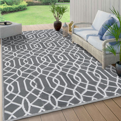 HEBE Outdoor Rug 5'x7' Waterproof Reversible Outdoor Plastic Straw Rug,Outside Patio Camping Rug RV Mat, Indoor Outdoor Area Rugs Carpet for Patios,Apartment Balcony,Backyard,Deck, Porch