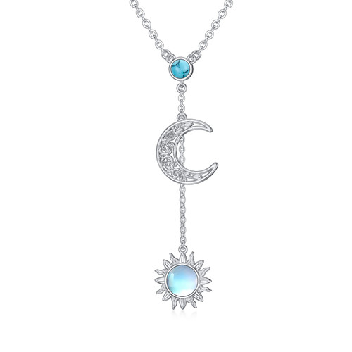 BETHZA Sun and Moon Necklaces for Women 925 Sterling Silver Moonstone Gemstone Crescent Moon and Sun Pendant Necklace Jewelry Gifts for Christmas Birthday BETHZA Sun and Moon Necklaces for Women 925 Sterling Silver Moonstone Gemstone Crescent Moon and Sun Pendant Necklace Jewelry Gifts for Christmas Birthday