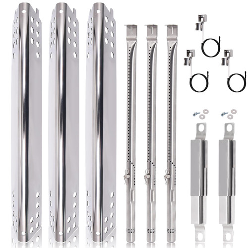 Grill Replacement Parts for Charbroil Advantage 3 Burner 463343015, 463335115, 463435115, 463436815, 463370015. Heat Plate, Burner Tube, Igniter and Crossover Tube for Char-broil Advantage Grill Parts