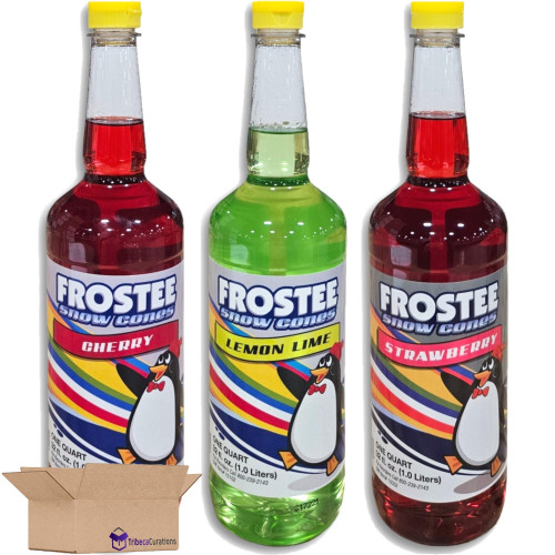Snow Cone Syrup 3 Flavor Variety Pack | Bundled by Tribeca Curations | Cherry, Lemon Lime, Strawberry | 32 Fl Oz Bottle | Pack of 3
