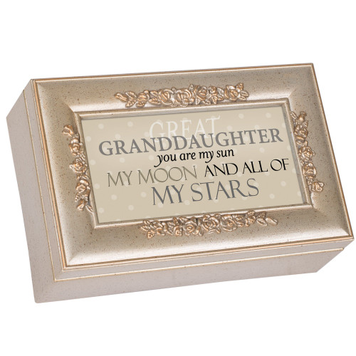 Cottage Garden Granddaughter My Sun Moon Silvertone Embossed Jewelry Music Box Plays You Light Up My Life Cottage Garden Granddaughter My Sun Moon Silvertone Embossed Jewelry Music Box Plays You Light Up My Life