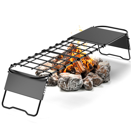TOBWOLF 33" Large Portable Outdoor Folding Campfire Grill, Adjustable Height Heavy-Duty Steel Grate BBQ Grill Over Fire Camp Grill, Open Fire Camp Fire Rack for Outdoor Camping Cooking Fire Pit TOBWOLF 33" Large Portable Outdoor Folding Campfire Grill, Adjustable Height Heavy-Duty Steel Grate BBQ Grill Over Fire Camp Grill, Open Fire Camp Fire Rack for Outdoor Camping Cooking Fire Pit
