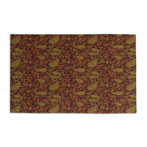 Ambesonne Paisley Doormat, Oriental Damask Leaves Middle Age Ottoman Art Inspired Boho Design, Decorative Polyester Floor Mat with Non-Skid Backing, 30" X 18", Redwood and Amber