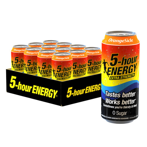 5-hour ENERGY Extra Strength Energy Drink | OrangeSicle Flavor | 16 oz. Cans | 12 Count | Sugar-Free & Zero Calories | Vitamins & Amino Acids | Contains Carbonation & 230mg of Caffeine 5-hour ENERGY Extra Strength Energy Drink | OrangeSicle Flavor | 16 oz. Cans | 12 Count | Sugar-Free & Zero Calories | Vitamins & Amino Acids | Contains Carbonation & 230mg of Caffeine