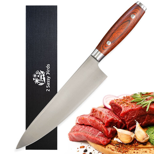 Chef Knife - 8 Inch Kitchen Knife with Stainless Steel Blade - Carving Knife for Meat and Vegetables - Knife for Kitchen - Professional Sharpness and Ergonomic Handle - Multipurpose Cooking Knife