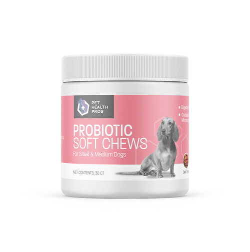 Pet Health Pros Dog Probiotic Chews for Dogs - Support Healthy Digestion Dog Probiotics and Digestive Enzymes for Gut Health for Dogs - for Traveling, Kenneling and Training - Small/Medium Dog - 30 ct