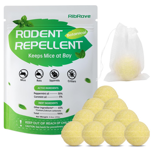 Rodent Repellent 10 Pcs, Peppermint Oil to Repel Mice and Rats, Peppermint Mice Repellent Balls for Indoor & Outdoor to Get Rid of Mouse Rat Pest Squirrel Spider, for RV, Garage, Attic, House