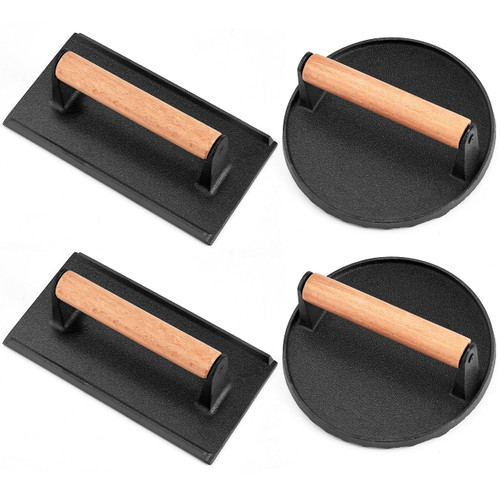 Leonyo Smash Burger Press, 4Pcs Bacon Press for Griddle, Round Cast Iron Grill Press for Flat Top Grill, Rectangular Hamburger Smasher for Griddle, Food Meat Press for Steak, Sandwich, Nonstick Pan Leonyo Smash Burger Press, 4Pcs Bacon Press for Griddle, Round Cast Iron Grill Press for Flat Top Grill, Rectangular Hamburger Smasher for Griddle, Food Meat Press for Steak, Sandwich, Nonstick Pan