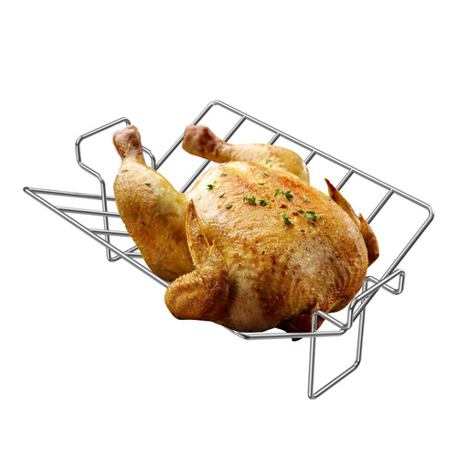 V Shaped Roasting Rack & Turkey Smoker Rack for Thanksgiving Roast Chicken, Stainless Steel Big Green Egg Grill Standing Rib and Roast Rack Accessories, Kamado, Weber, Traeger Oven Smoking & Grilling