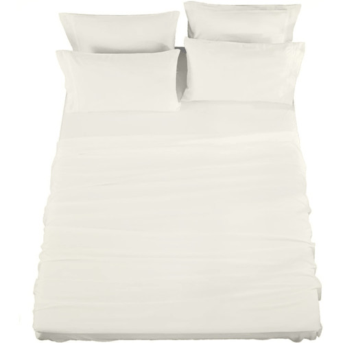Raymond Waites 4 Piece Sheet Set, Cotton Rich, 400-Thread Count, White, Queen Sheet Set