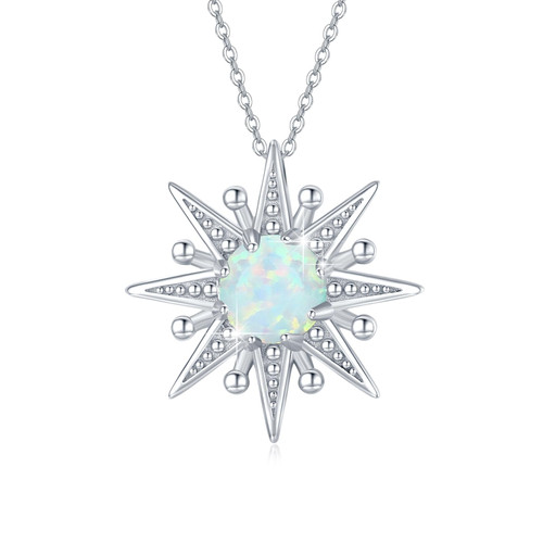 Cuoka Sun Sunburst Necklace 925 Sterling Silver Opal Sun Pendant Necklace,Hypoallergenic Fashion Sunburst Sun Necklace,Delicate Sun Opal Jewelry Graduation Gift For Women Girls