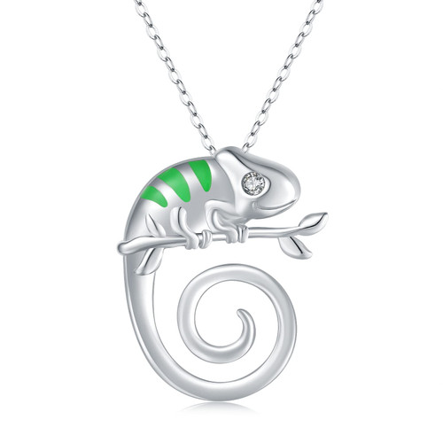 Ring Holder Necklace for Women - 925 Sterling Silver Mountain Dog Music Necklaces Wedding Engagement Rings Holder Jewelry for Wife Ring Keeper Necklace Mothers Day Gift (Chameleon)