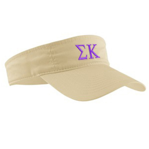 Sigma Kappa Greek Letter Visor Khaki w/Purple Thread Color