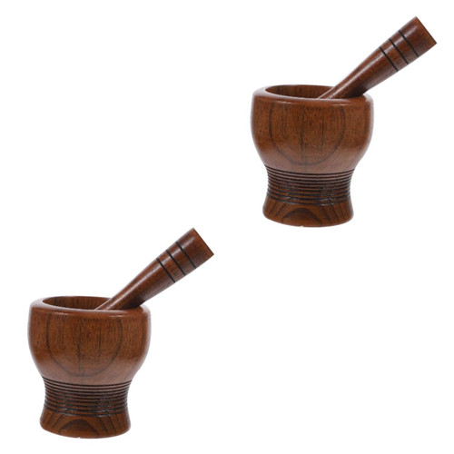 Ciieeo 2 Sets Garlic Masher Coffee Bean Mortar Kitchen Mortar Pestle Triturador De Household Pill Mortar and Pestle Kitchen Gadget Tea Mortar Pressed Garlic Wood Simple