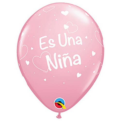 Qualatex Latex Balloons 43416-Q Es Una Nina Lil' Hearts, 11", Multicolor