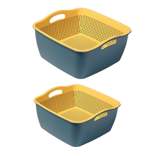 Abaodam 2 Sets Vegetable Drainer Basket Colander Bowl fruit wash bowl fruit colanders washing colander Strainer Basket Washing Draining Basket metal washing strainer 2 piece set pp square
