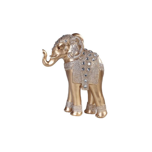 GSC 88251 9 Inch Elephant Slim Gem Gold and Silver Color, Brown
