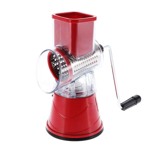 Manual Vegetable Slicer Rotary Drum Grater with 3 Stainless Steel Rotary Blades Cheese Grater Vegetables Slicer Shredder(Red) Manual Vegetable Slicer Rotary Drum Grater with 3 Stainless Steel Rotary Blades Cheese Grater Vegetables Slicer Shredder(Red)