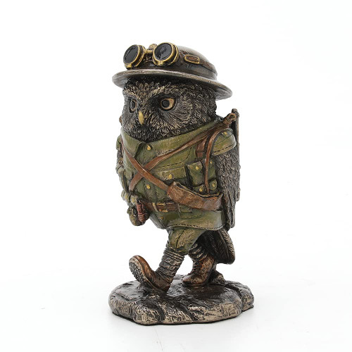 Veronese Design 4 1/8" Tall Sargent Major Oscar Whisky Lima Steampunk Owl Cold Cast Bronzed Resin Animal Sculpture Collectible Military Figurines