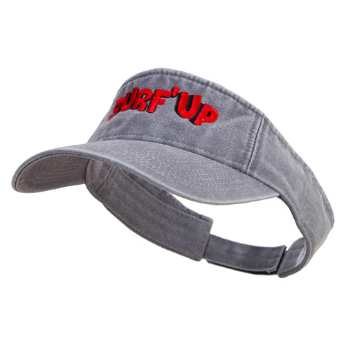 e4Hats.com Surf Up Logo Embroidered Washed Pigment Dyed Cotton Twill Visor - Black OSFM