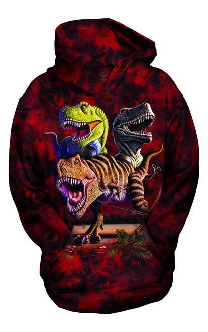The Mountain unisex child Rex Collage Hooded Sweatshirt, Red, Medium US